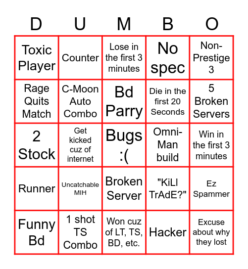 YBA Bingo Board Bingo Card