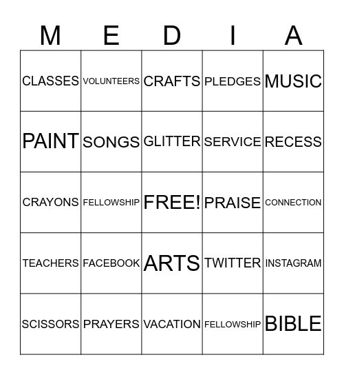 "VACATION BIBLE SCHOOL" Bingo Card