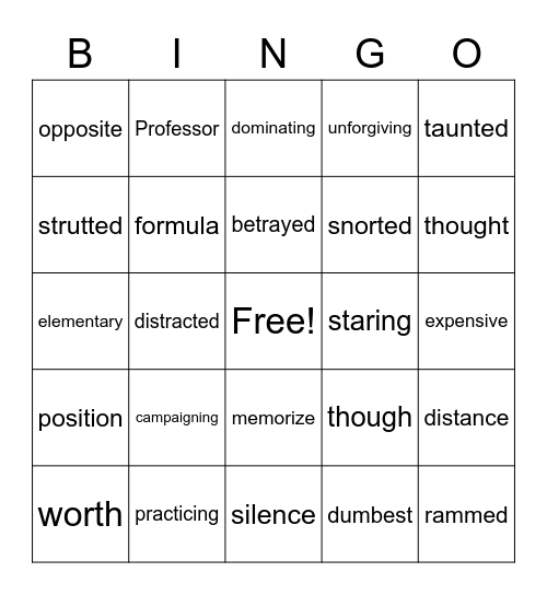 Charging Foul Bingo Card