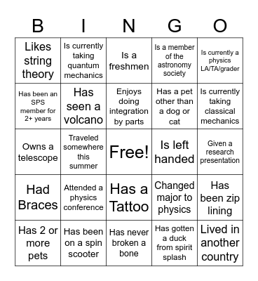 SPS Bingo Card