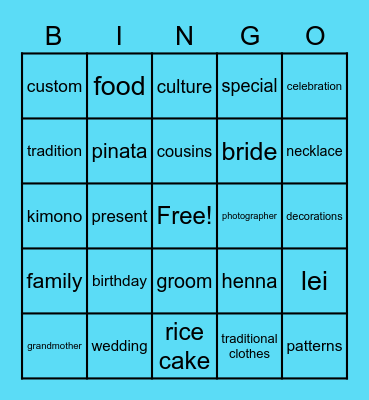 Families Bingo Card
