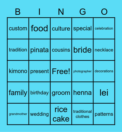 Families Bingo Card