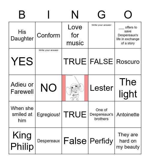 The Tale of Despereaux Bingo Card