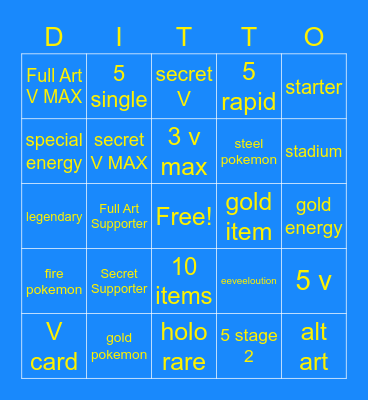 Pokemon TCG Bingo Card