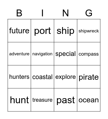 Treasure Hunters Bingo Card