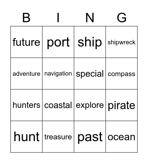 Treasure Hunters Bingo Card