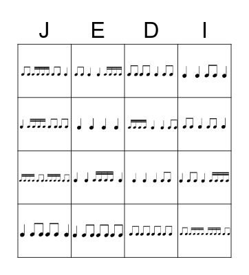 Rhythm Bingo Card