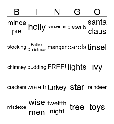 Christmas Bingo Card