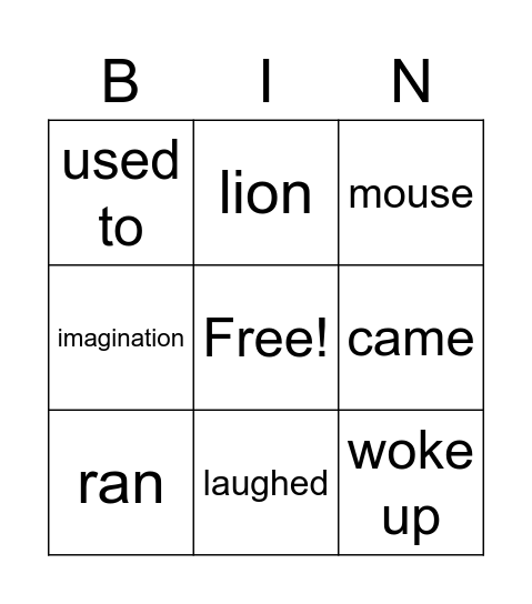 Past Bingo Card