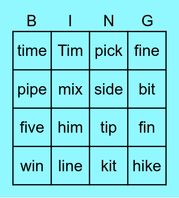 Short i and Long i Bingo Card