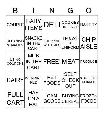 SAFEWAY AISLE BINGO Card