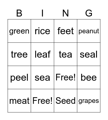 Smart Phonics 5 Bingo Card