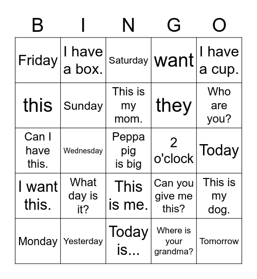 Minsu's Bingo Card