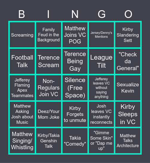 Vibe Central VC Bingo Card