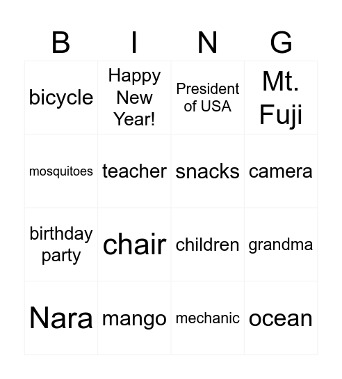 Relative Pronouns Bingo! Bingo Card