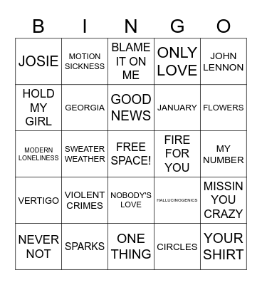 AUTUMN VIBES MUSIC BINGO Card