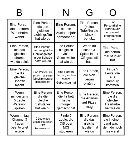 BINGOE Bingo Card