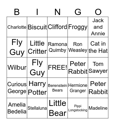 Book Character Bingo Card