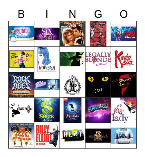 Musical Theatre Bingo Card