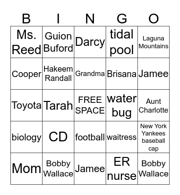 LOST and  FOUND  Bingo Card