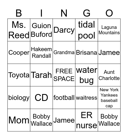 LOST and  FOUND  Bingo Card
