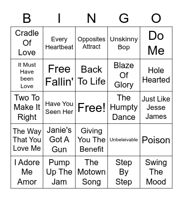 90's Cover All Bingo Card
