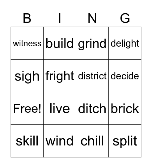 Short and Long i Bingo Card