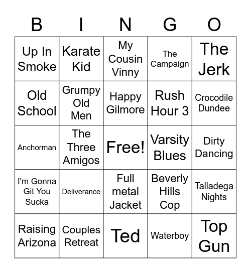 Movie Bingo Card