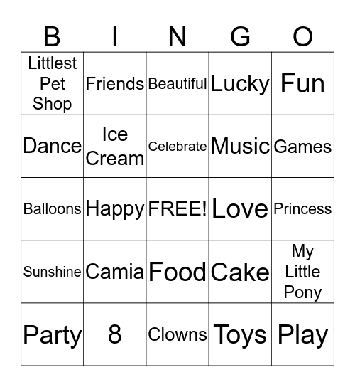 Birthday Bingo Card