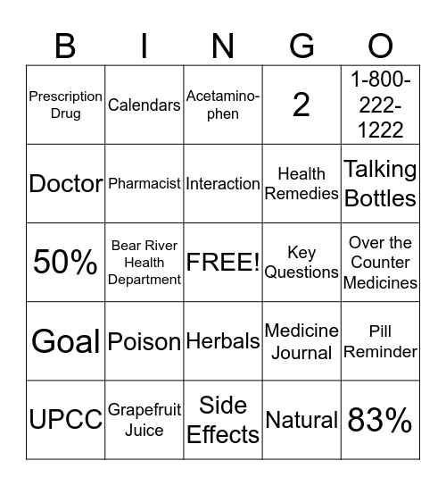 Poison Bingo Card