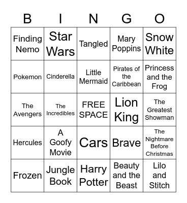 Movie Soundtrack Bingo Card