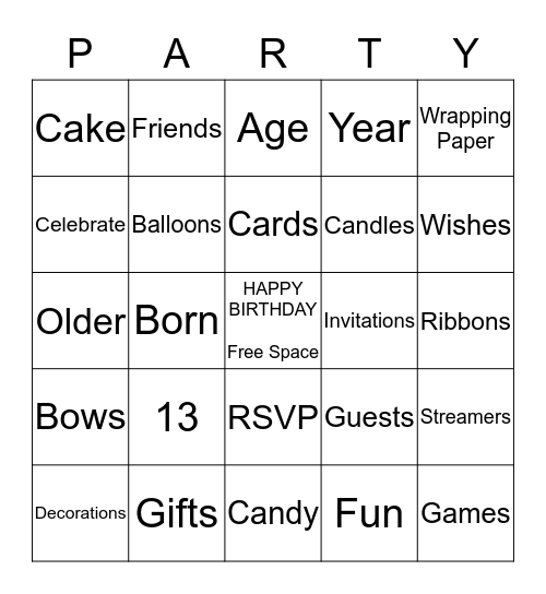 Birthday Bingo Card