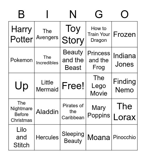 Movie Soundtrack Bingo Card