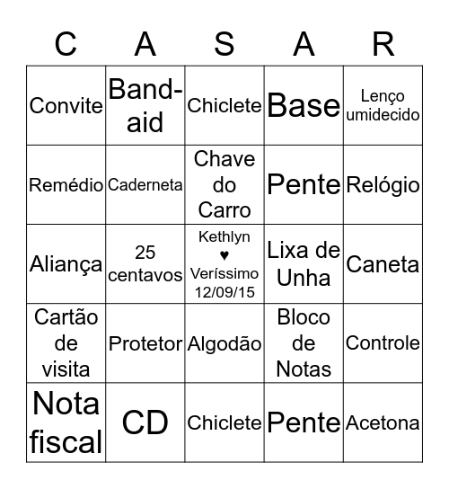 BINGO - CHÁ DA KETHLYN ♥ VERÍSSIMO Bingo Card