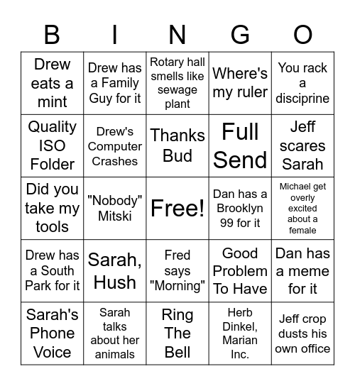 Marian Bingo Card