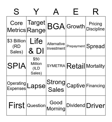 Symetra ER Bingo Card