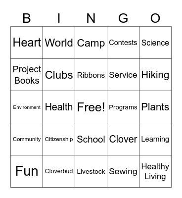 4-H BINGO Card
