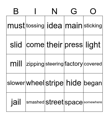 Lesson 47 Bingo Card
