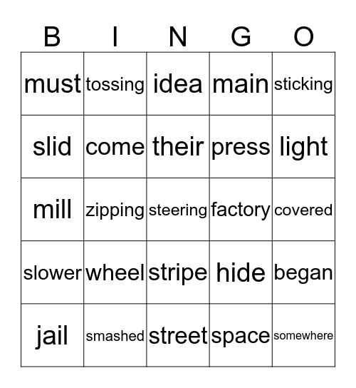 Lesson 47 Bingo Card