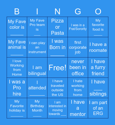 D&I's Speed Networking Bingo Card