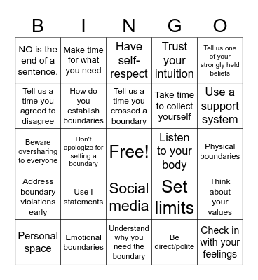 Boundary Bingo Card