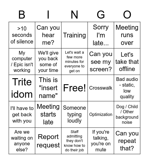 Epic Meeting Bingo - Post Go-Live Bingo Card