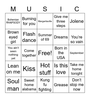 Music bingo Card