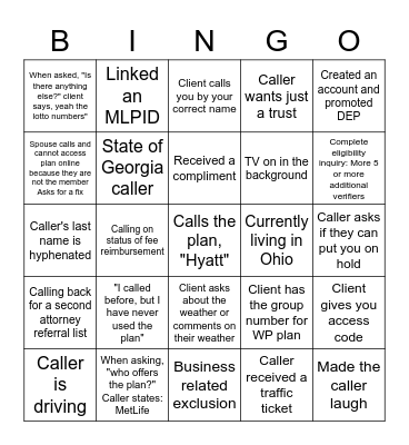 CSC Customer Service Week Bingo Card