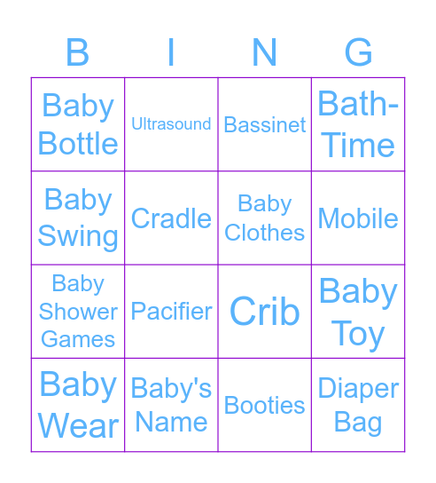 Brittney's Baby Shower Bingo Card