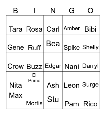 Brawl Star Bingo Card
