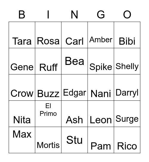 Brawl Star Bingo Card