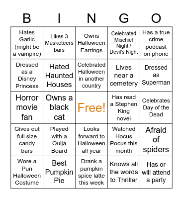 Halloween Bingo Card