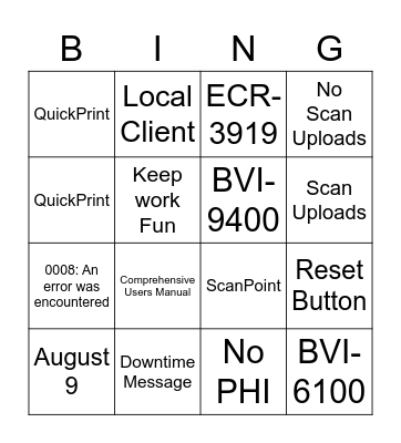ScanPoint Bingo Card