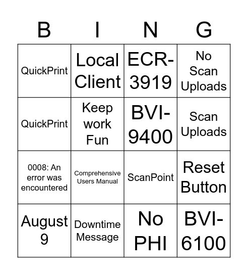 ScanPoint Bingo Card
